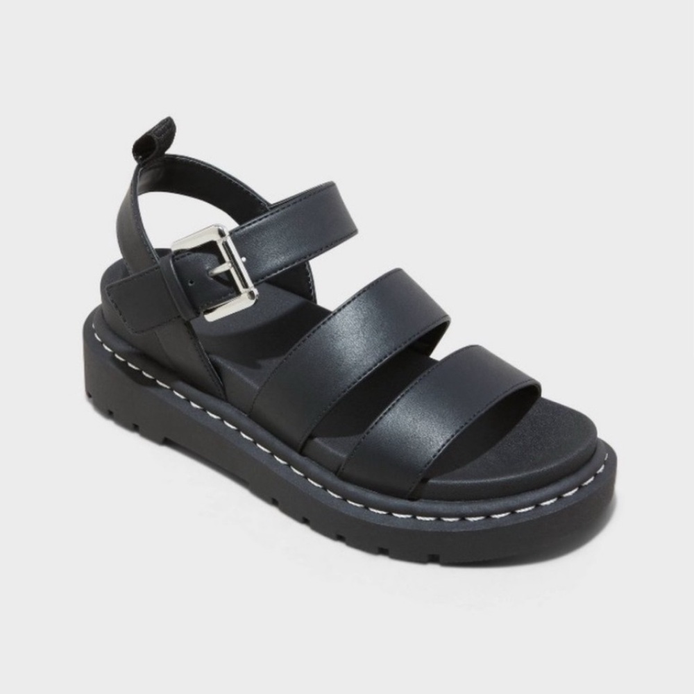 WILD FABLE black faux leather sandals